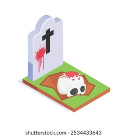 Get this amazing icon of spooky grave in modern style
