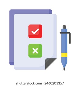 Get this amazing icon of survey list with pen, ready to use vector