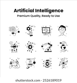 Get this amazing icons set of artificial intelligence