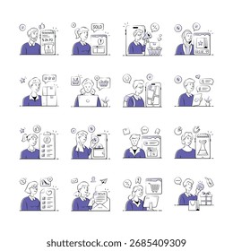 Get this amazing illustration set depicts various stages of e-commerce and online retail transactions