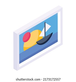 Get this amazing isometric icon of painting frame 

