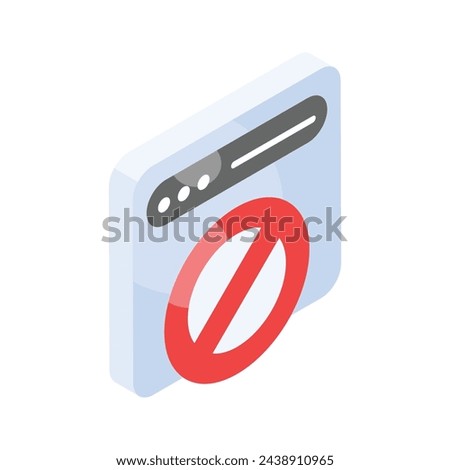 Get this amazing isometric icon of blocked website isolated on white background