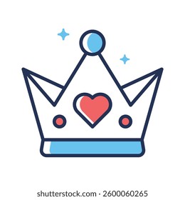 Get this amazing line style icon of crown with a heart on it