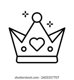Get this amazing line style icon of crown with a heart on it