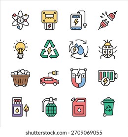 Obtenga esta increíble colección lineal de iconos de energía sostenible
