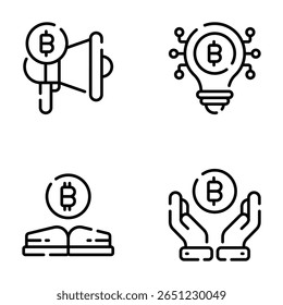 Obtenha este incrível pacote de bitcoin e ícones de esboço de serviços btc