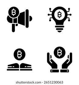 Obtenha este incrível pacote de ícones de glifos de serviços bitcoin e btc