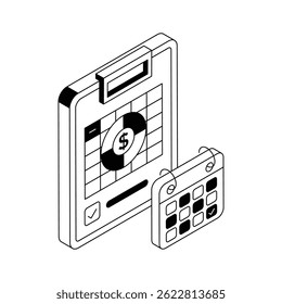 Obtenga este icono isométrico de programación financiera increíblemente diseñado