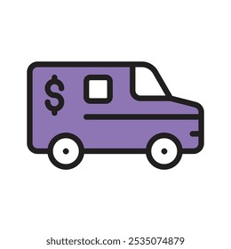 Get this bank van flat icon for secure financial transactions and services