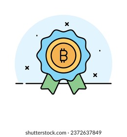 Get this beautiful vector design of bitcoin badge in trendy style