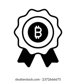 Get this beautiful vector design of bitcoin badge in trendy style