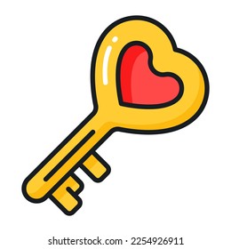 Get this beautiful vector of love key in modern style, premium icon