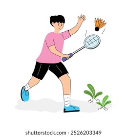 Obtener esta ilustración plana de jugador de bádminton creativo