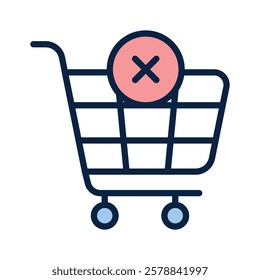 Get this creative icon of empty cart, trolley with cross sign