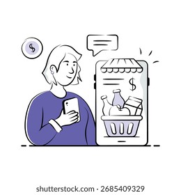 Obtenga este icono creativo de compras de comestibles en estilo moderno