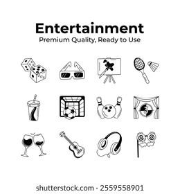 Get this creatively crafted amazing entertainment icons set