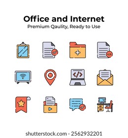 Get this creatively crafted amazing icon of office and internet