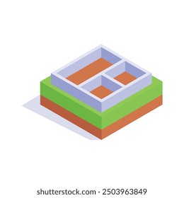 Get this creatively crafted floor plan isometric icon design