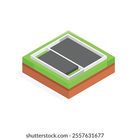 Get this creatively crafted floor plan isometric icon design