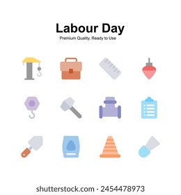 Get this creatively crafted unique icons of labor day in modern style