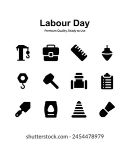 Get this creatively crafted unique icons of labor day in modern style