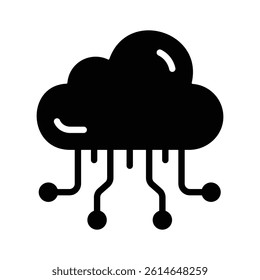 Get this creatively designed glyph icon of cloud computing
