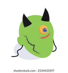 Get this creatively designed icon of zombie face, ready to use vector