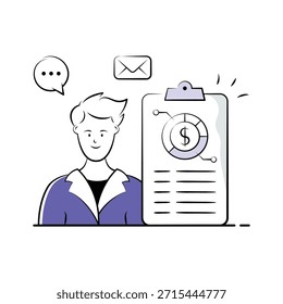 Get this creatively designed illustration of business report