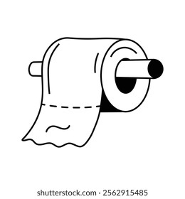 Get this creatively designed toilet paper vector in doodle style