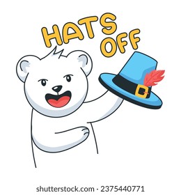 Get this cute flat sticker of bear hats off 