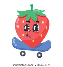Holen Sie sich diesen süßen Erdbeersticker Emoji-Flachaufkleber 