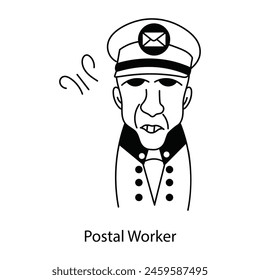 Get this doodle avatar of a postal worker 
