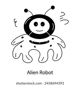 Get this doodle icon of an alien robot 