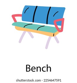 Get this doodle icon of bench 
