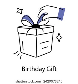 Get this doodle icon of birthday gift