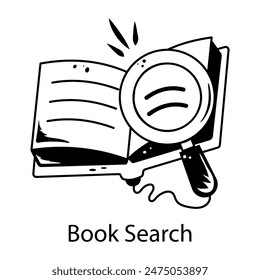 Get this doodle icon of book search 