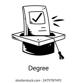 Get this doodle icon of degree 