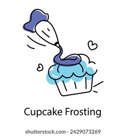 Get this doodle icon depicting cupcake frosting