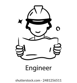 Get this doodle icon of engineer 