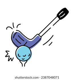 Get this doodle icon of golf game 