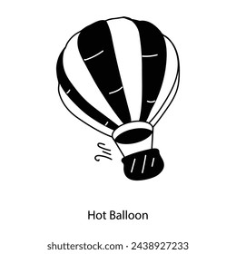 Get this doodle icon of hot balloon 