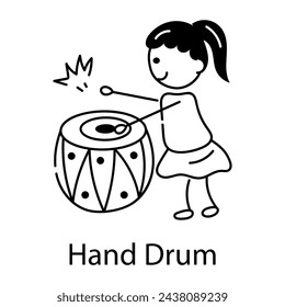 Obtener este doodle icono de niño tocando el tambor de mano 