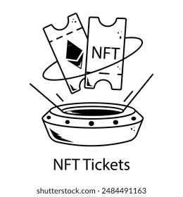 Get this doodle icon of nft tickets 