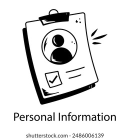 Get this doodle icon of personal information 