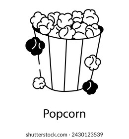 Get this doodle icon of popcorn bucket 