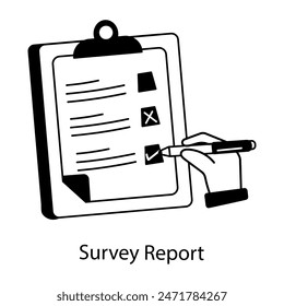 Get this doodle icon of survey report 