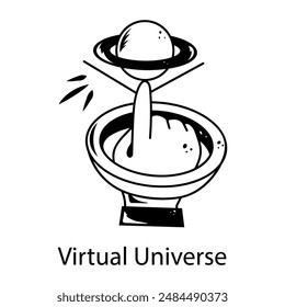 Dieses Doodle-Icon des virtuellen Universums 