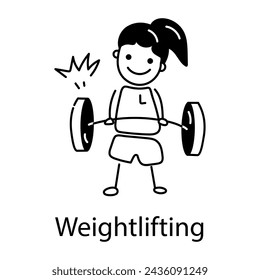 Get this doodle icon of weightlifting girl 