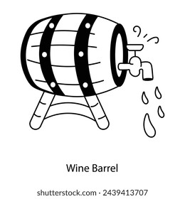 Get this doodle icon of wine barrel 