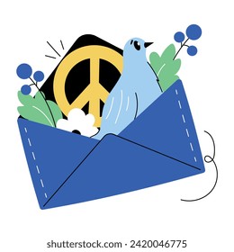 Get this doodle mini illustration of peace message 